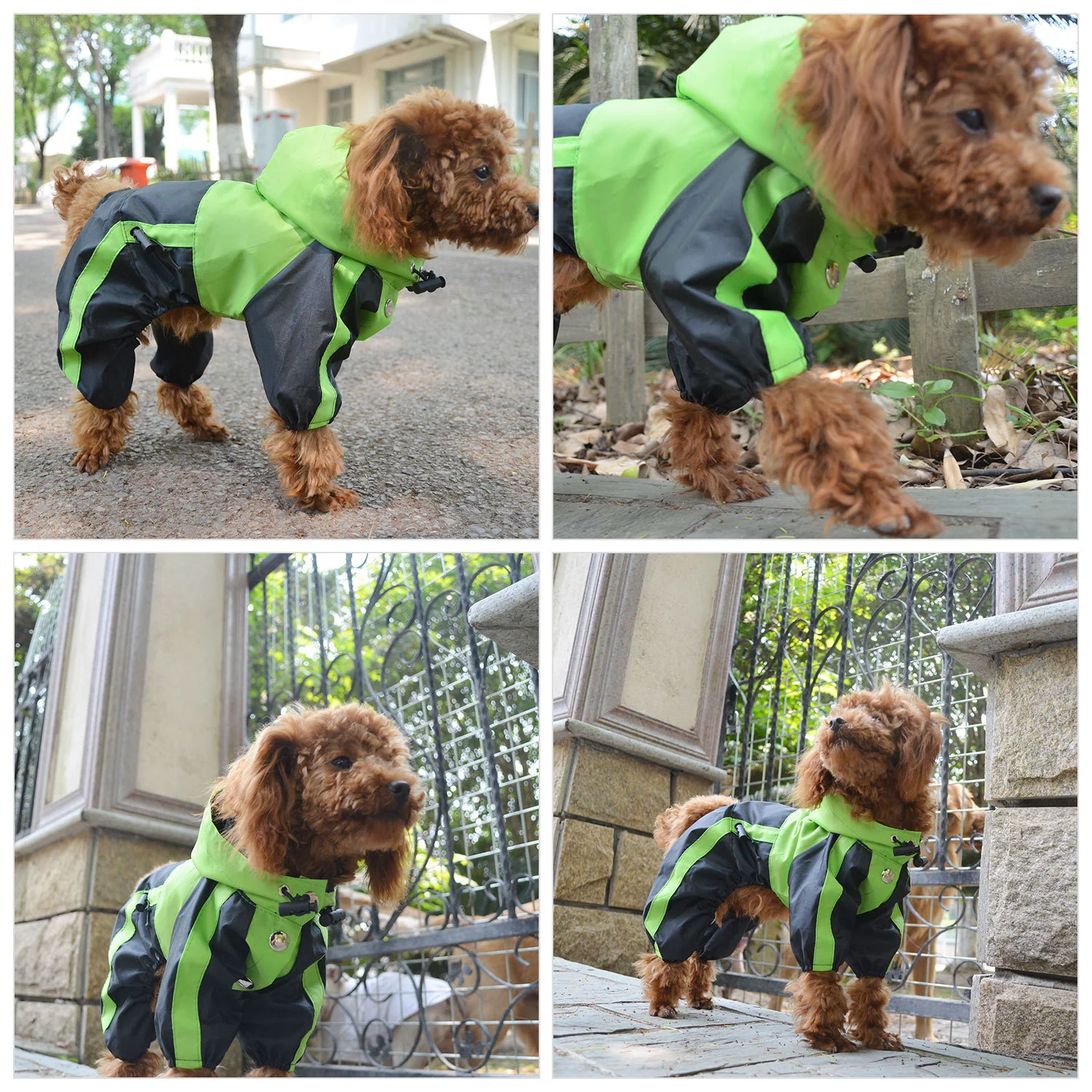 Oxford Fabric Waterproof Dog Full-Cover Raincoat with Legs and Hood - Image 12