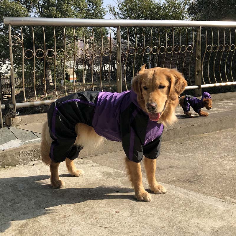 Oxford Fabric Waterproof Dog Full-Cover Raincoat with Legs and Hood - Image 3