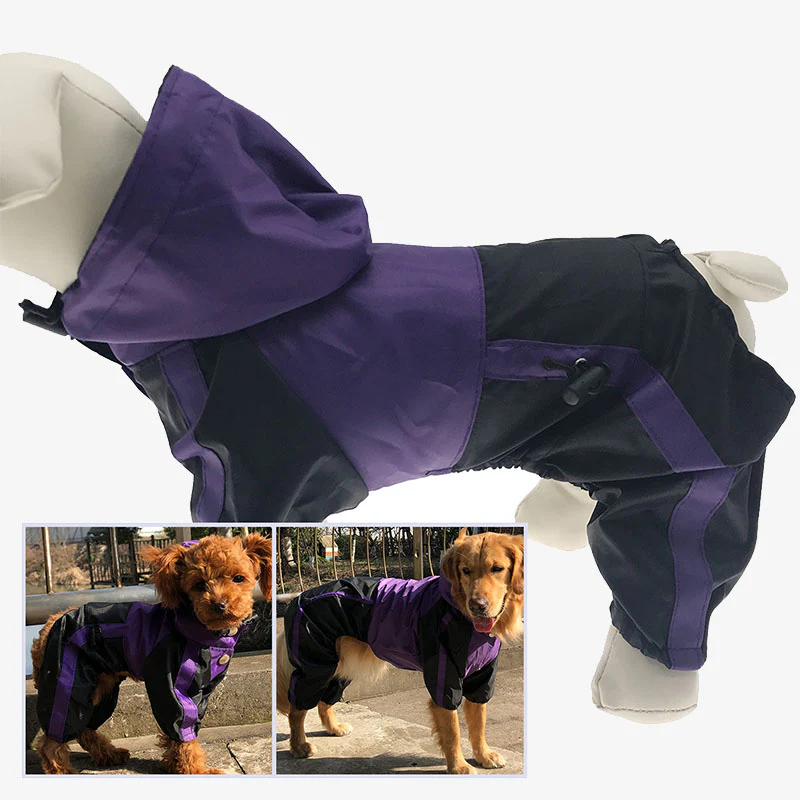 Oxford Fabric Waterproof Dog Full-Cover Raincoat with Legs and Hood - Image 9