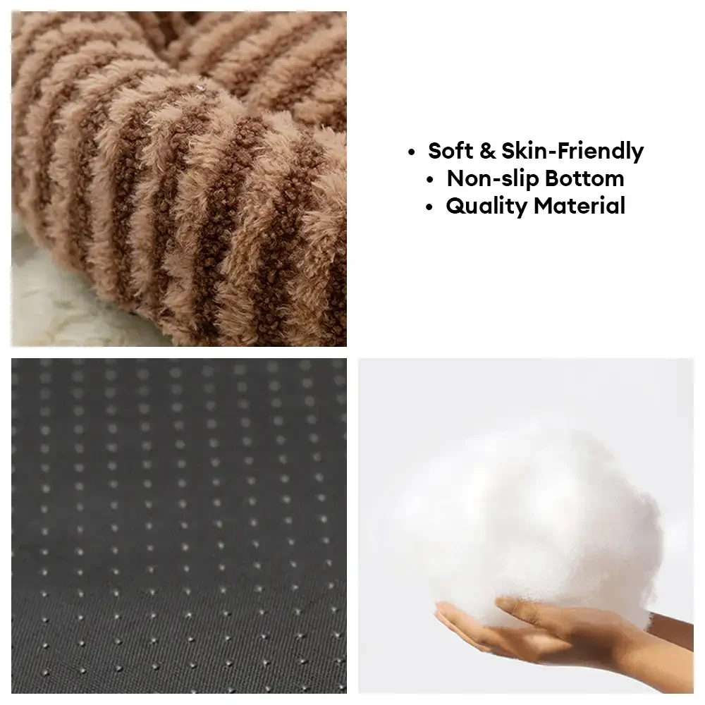 Petal-Shaped Striped Plush Pet Sofa Bed - Image 4