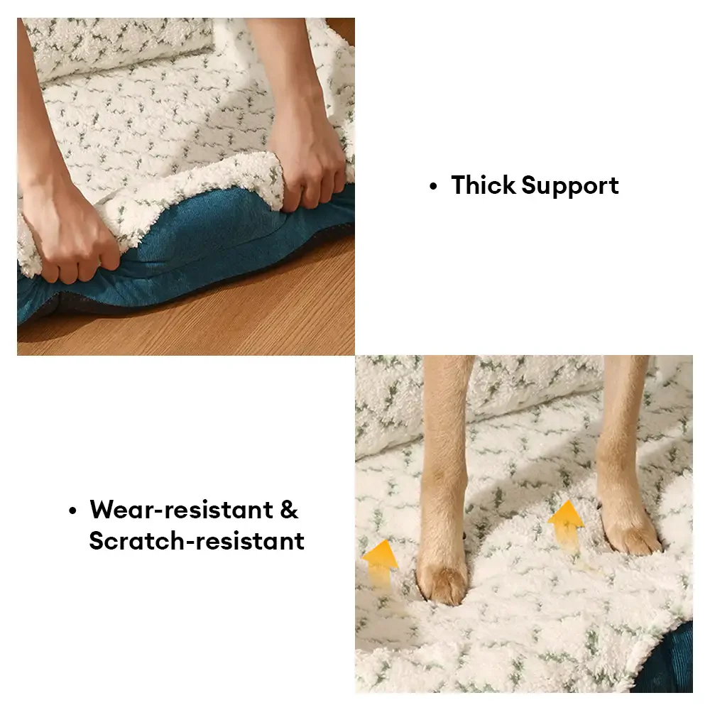 Plush Contrast Jacquard Neck Support Fashion Pet Bed - Image 3