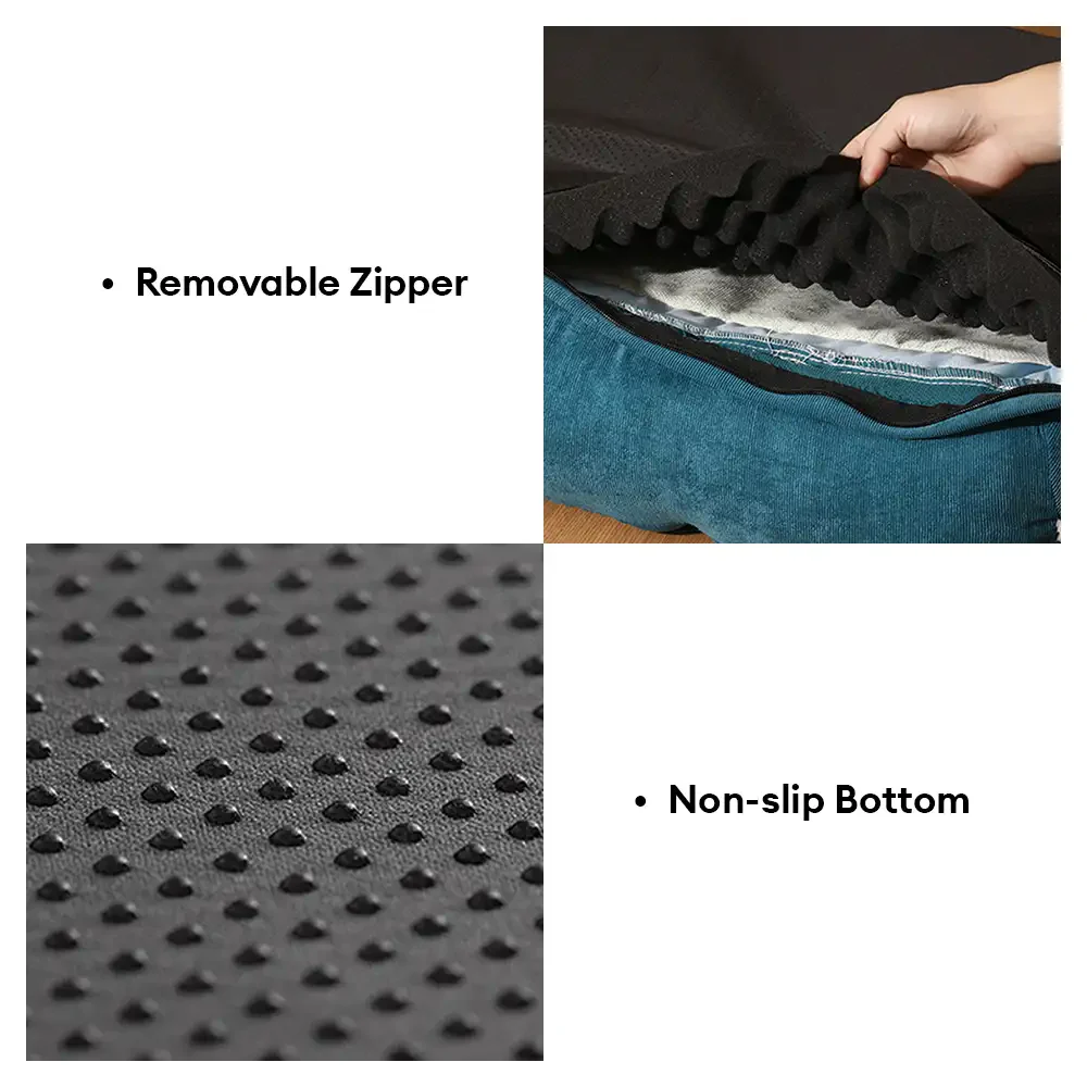 Plush Contrast Jacquard Neck Support Fashion Pet Bed - Image 4