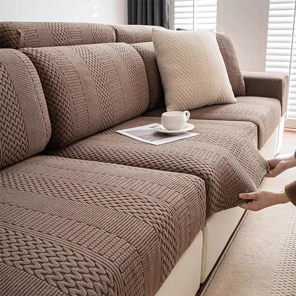 Polar Fleece Soft Antistatic Protection Sofa Stretch Full Wrap Couch Cover - Image 8