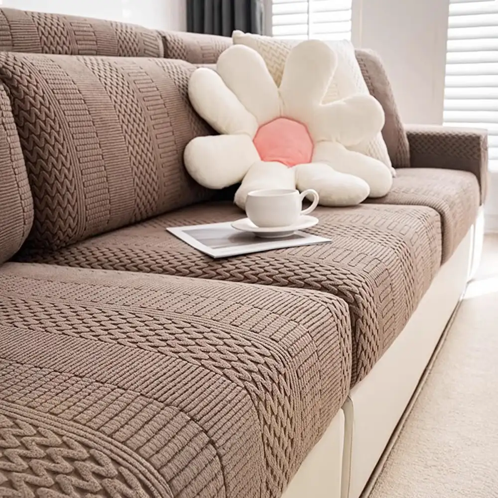 Polar Fleece Soft Antistatic Protection Sofa Stretch Full Wrap Couch Cover - Image 9