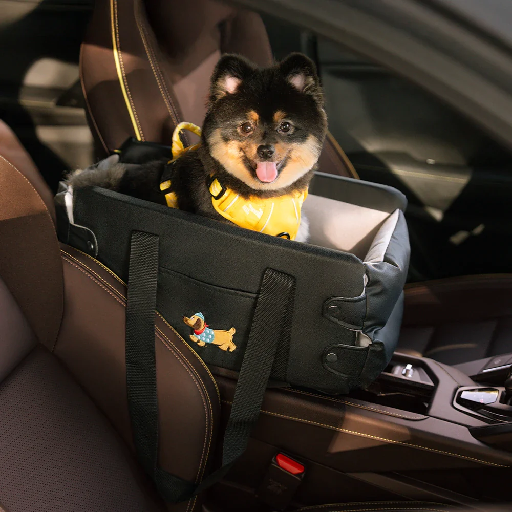 Portable Travel Faux Leather Waterproof Center Console Pet Car Seat - Image 12