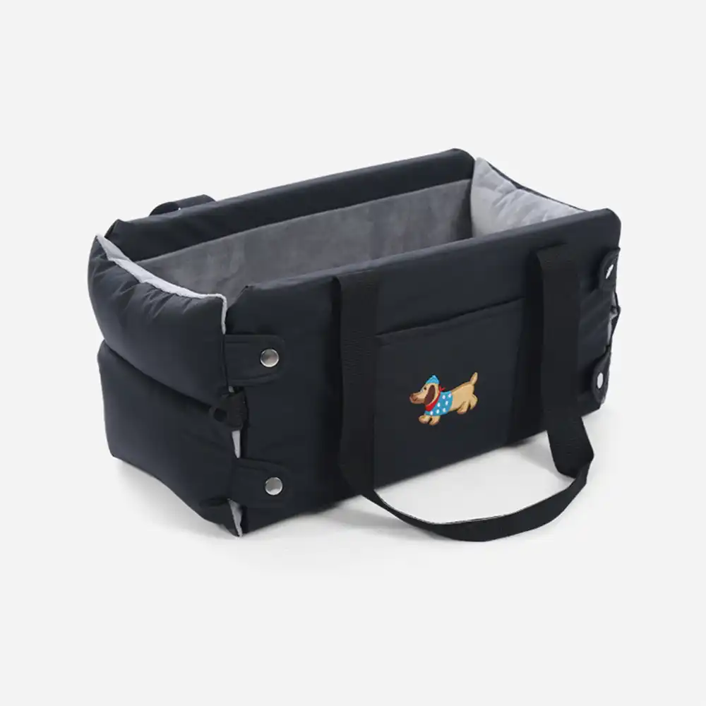 Portable Travel Faux Leather Waterproof Center Console Pet Car Seat - Image 13