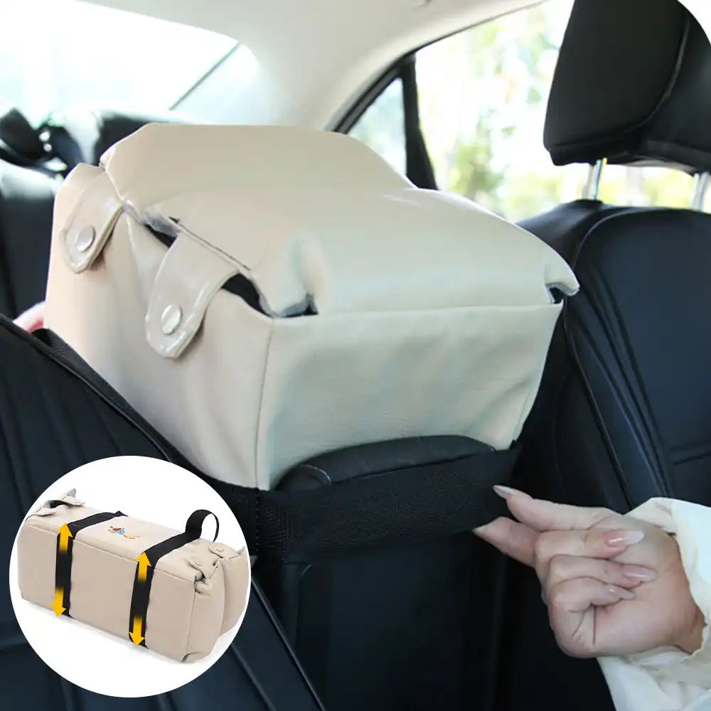 Portable Travel Faux Leather Waterproof Center Console Pet Car Seat - Image 6