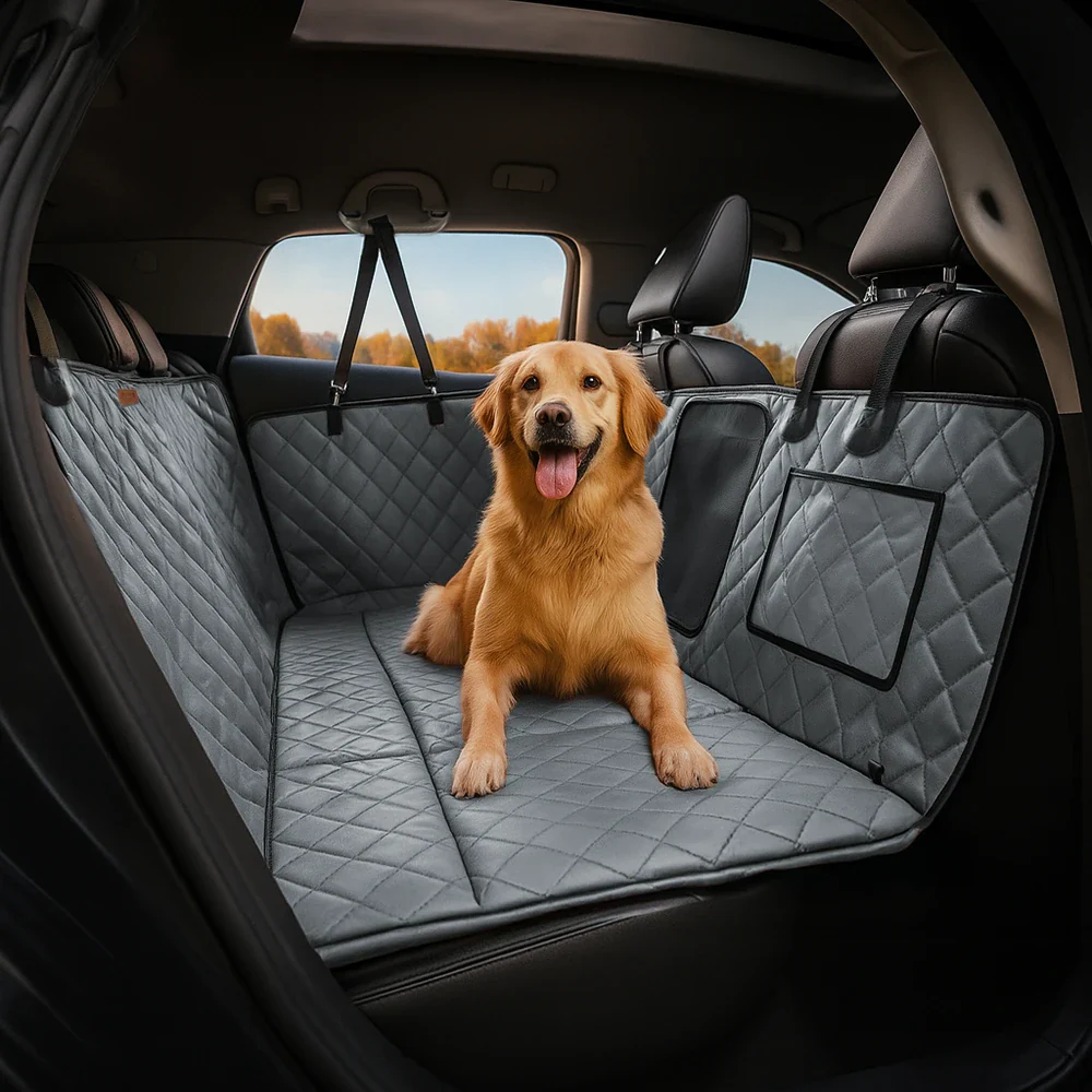 Premium Faux Leather Water-repellent Hammock Dog Car Seat Cover - RideProtector - Image 14