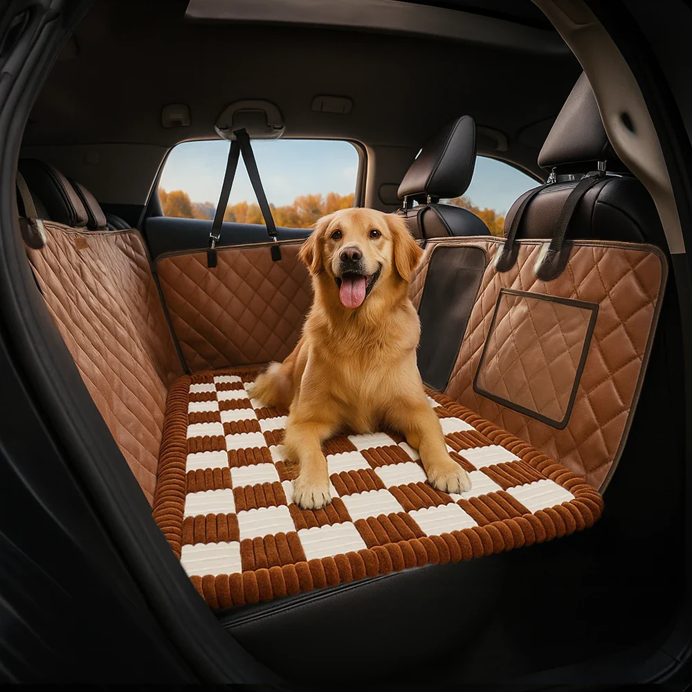 Premium Faux Leather Water-repellent Hammock Dog Car Seat Cover - RideProtector - Image 16