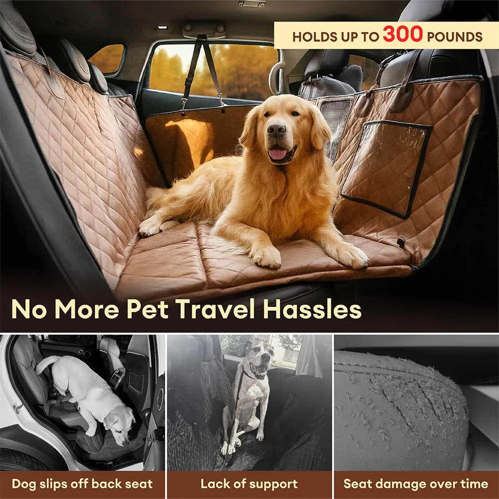 Premium Faux Leather Water-repellent Hammock Dog Car Seat Cover - RideProtector - Image 3