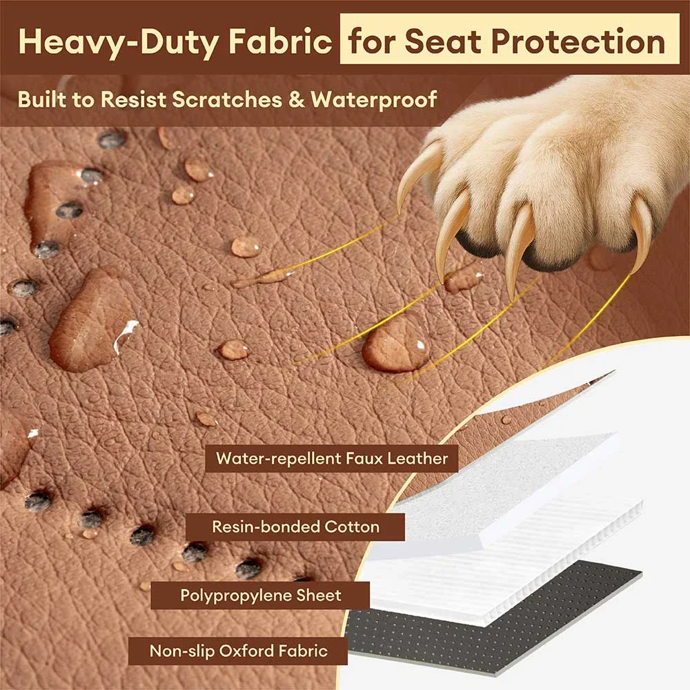 Premium Faux Leather Water-repellent Hammock Dog Car Seat Cover - RideProtector - Image 4