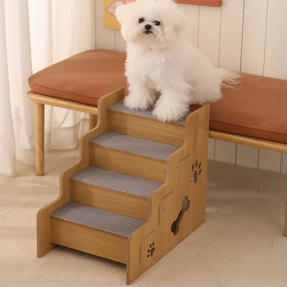 Safe Sturdy Wood Non-Slip Dog Ramp Stairs - Image 12