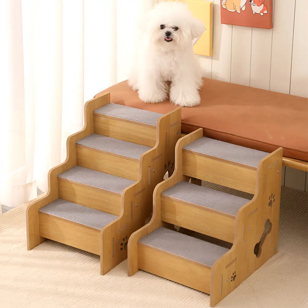 Safe Sturdy Wood Non-Slip Dog Ramp Stairs - Image 3