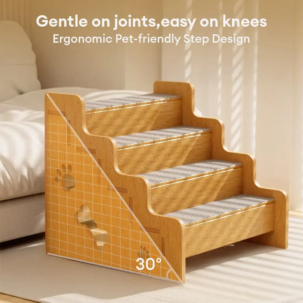 Safe Sturdy Wood Non-Slip Dog Ramp Stairs - Image 4