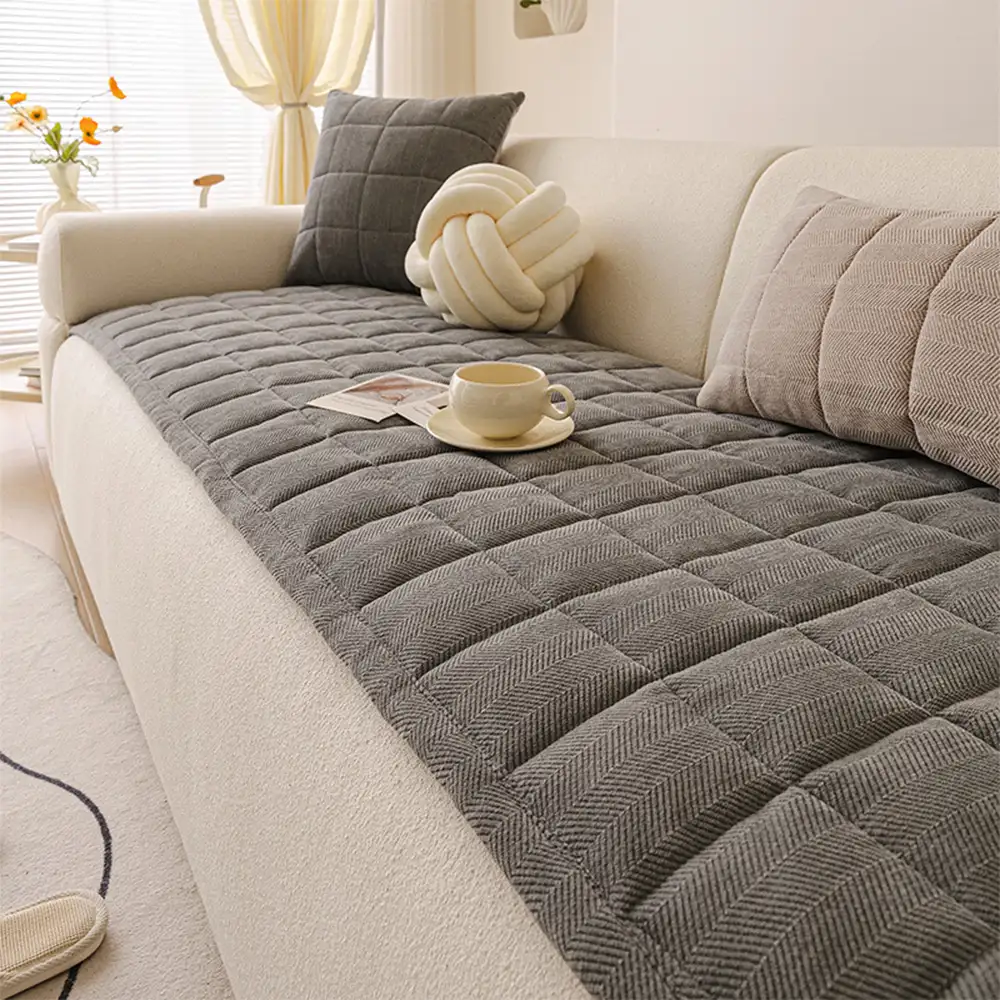 Herringbone Chenille Elegant Breathable Sofa Decoration Non-slip Couch Cover - Image 5