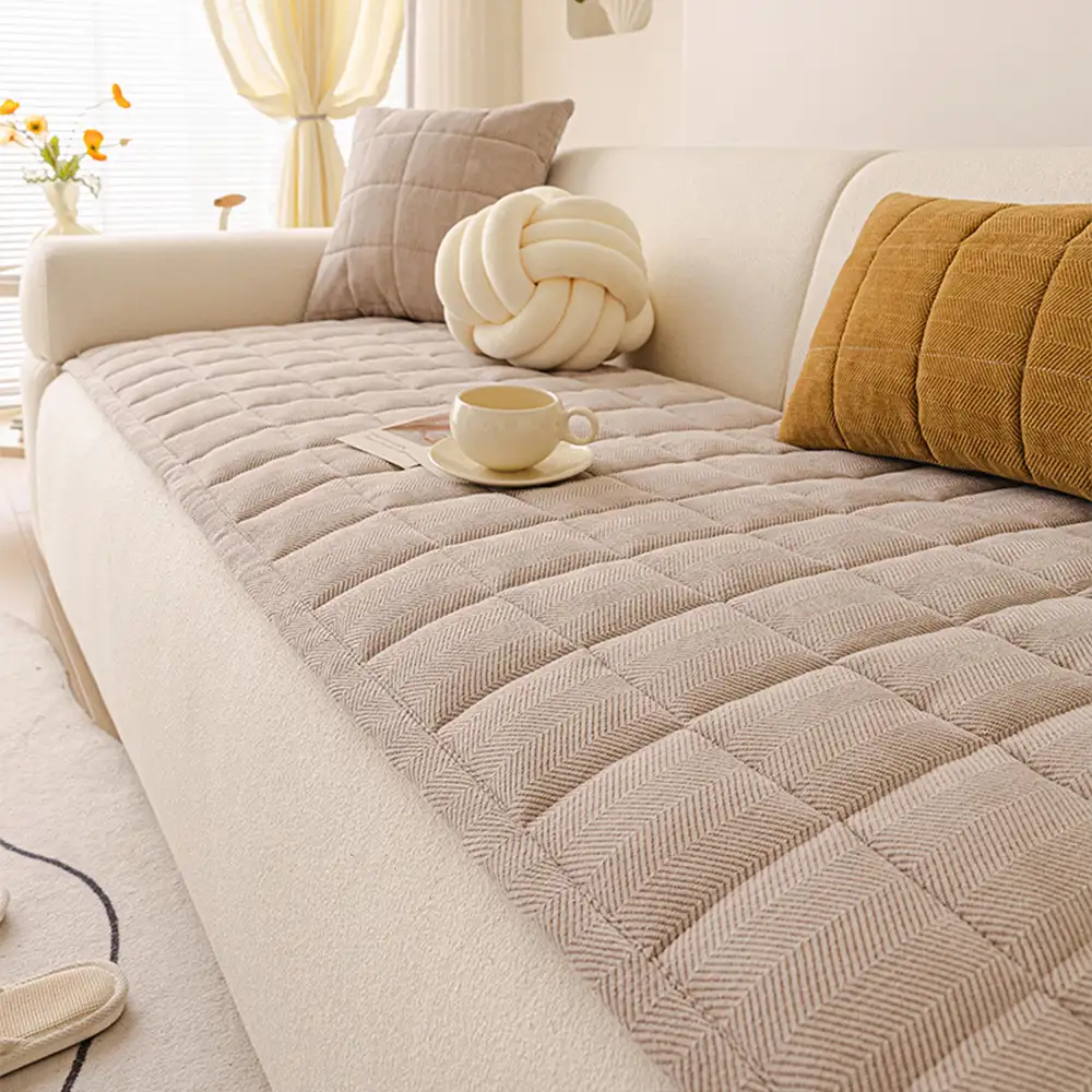 Herringbone Chenille Elegant Breathable Sofa Decoration Non-slip Couch Cover - Image 6