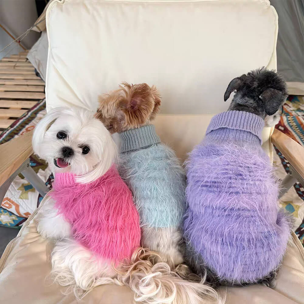 Soft Fluffy Fashion Luxurious Dog Turtleneck Knit Sweater - Image 5