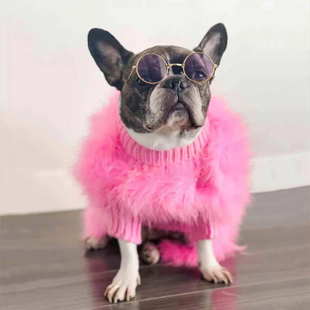 Soft Fluffy Fashion Luxurious Dog Turtleneck Knit Sweater - Image 9
