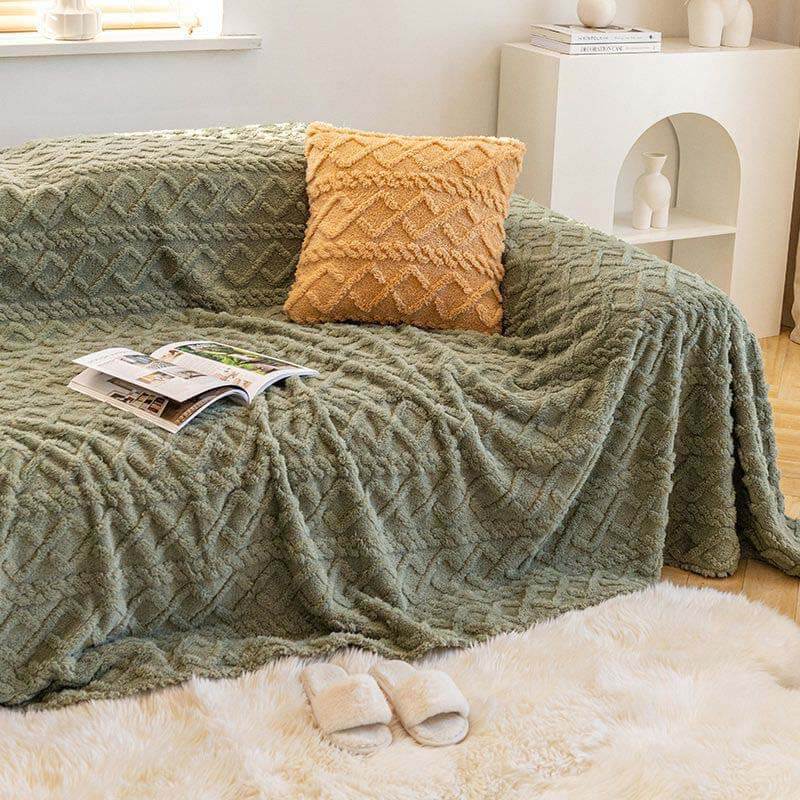 Solid Colour Fleece Furniture Protector Couch Cover - Image 10