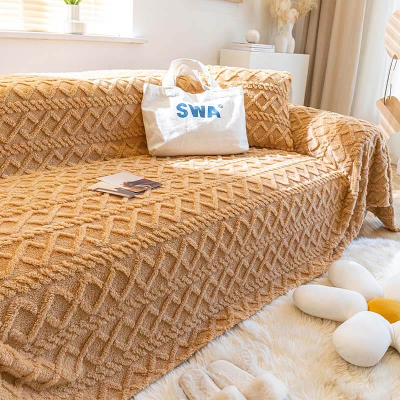 Solid Colour Fleece Furniture Protector Couch Cover - Image 4