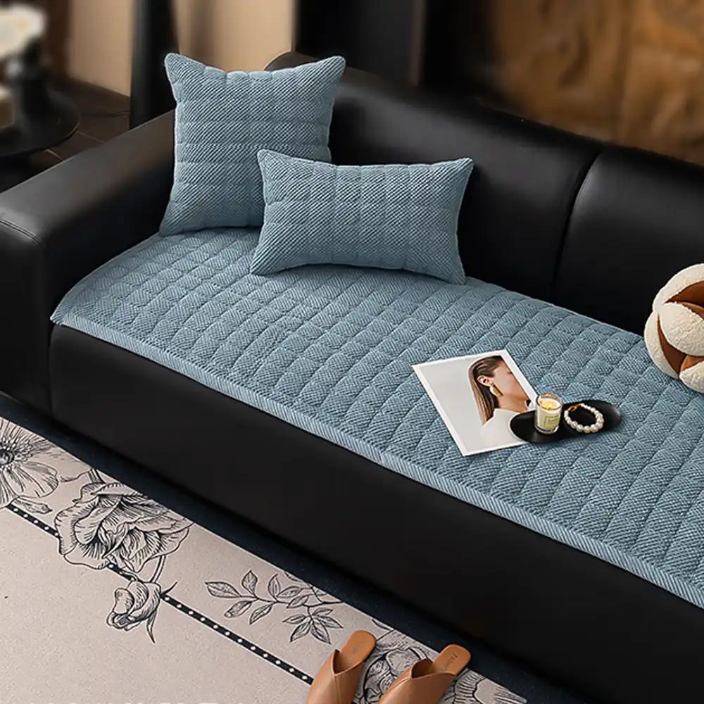 Square Corduroy Anti-Scratch Fabric Pet Friendly Non-Slip Couch Cover - Image 10