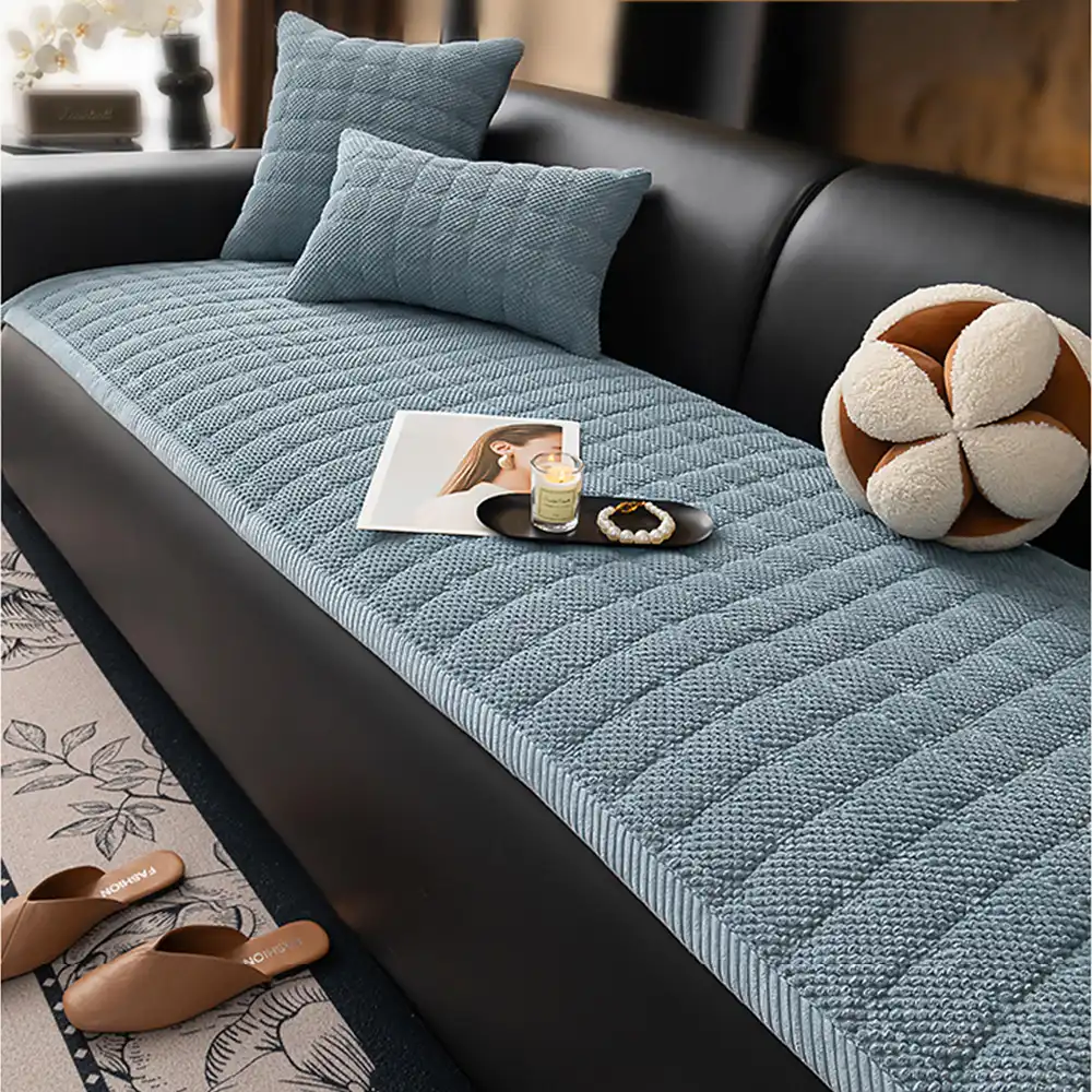 Square Corduroy Anti-Scratch Fabric Pet Friendly Non-Slip Couch Cover - Image 11