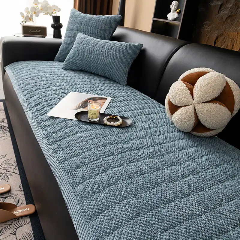 Square Corduroy Anti-Scratch Fabric Pet Friendly Non-Slip Couch Cover - Image 5