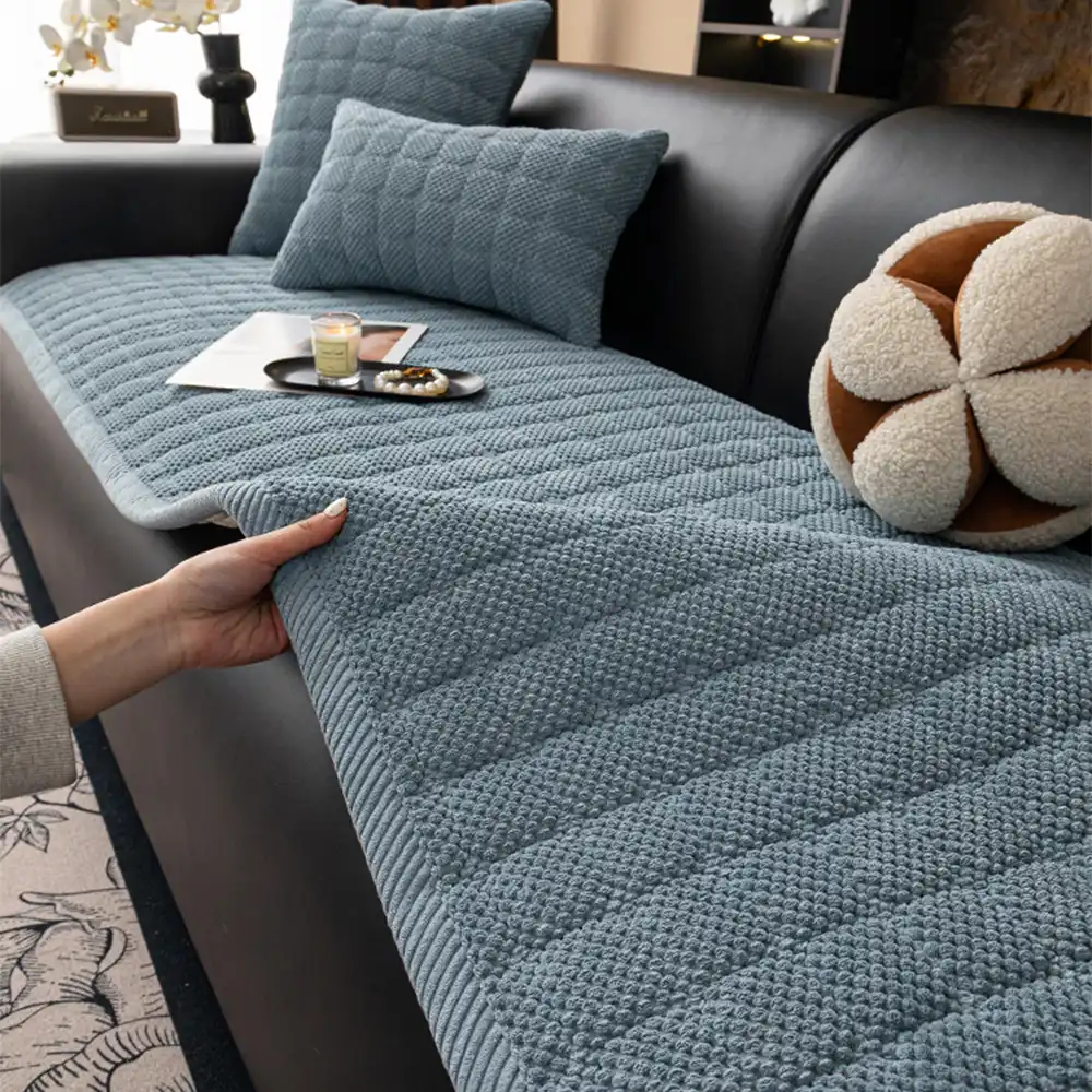 Square Corduroy Anti-Scratch Fabric Pet Friendly Non-Slip Couch Cover - Image 7