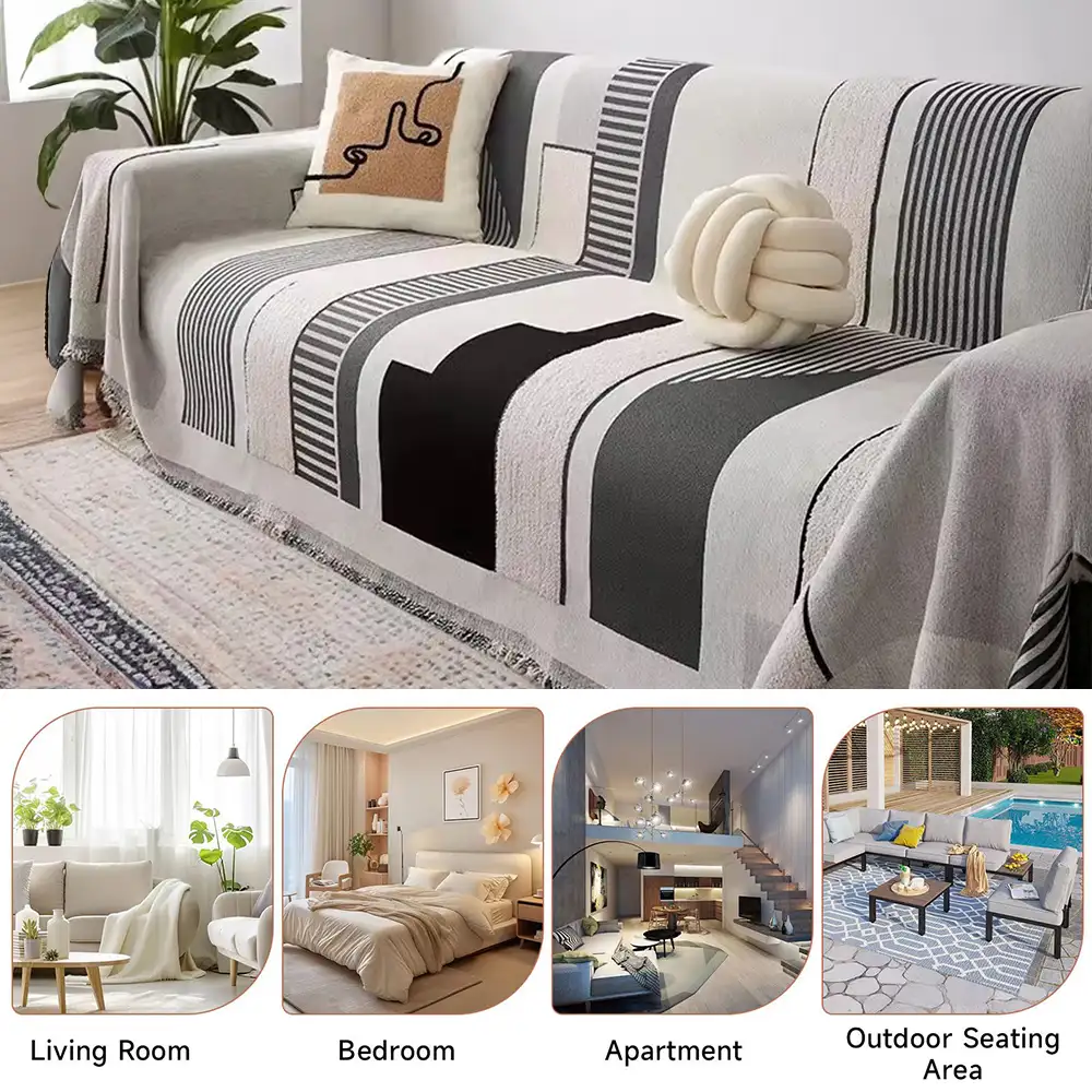 Stripe Art Scratch Resistant Chenille Multifunctional Sofa Protector Couch Cover - Image 10