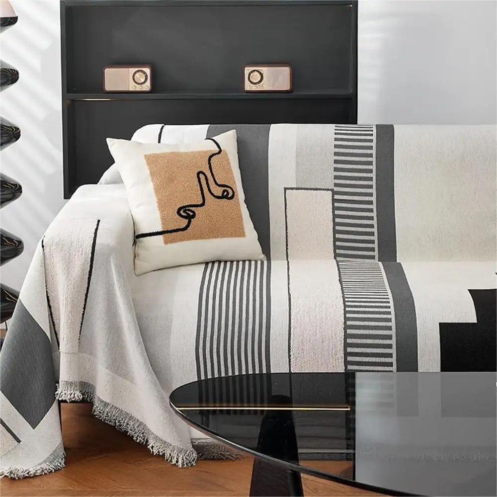 Stripe Art Scratch Resistant Chenille Multifunctional Sofa Protector Couch Cover - Image 11