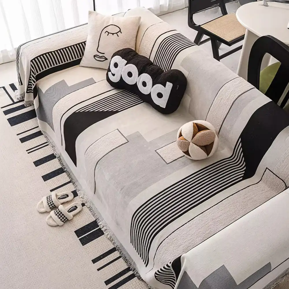 Stripe Art Scratch Resistant Chenille Multifunctional Sofa Protector Couch Cover - Image 12