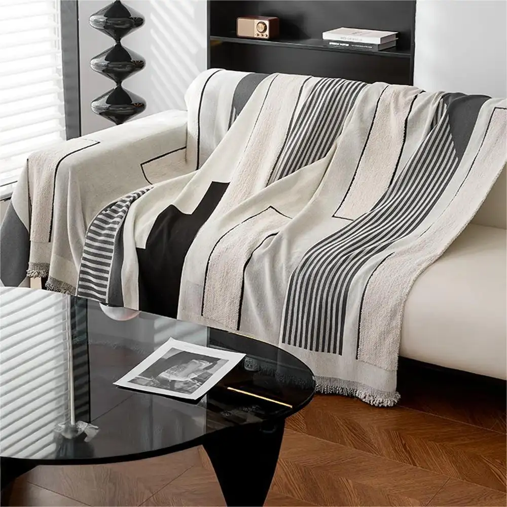 Stripe Art Scratch Resistant Chenille Multifunctional Sofa Protector Couch Cover - Image 9