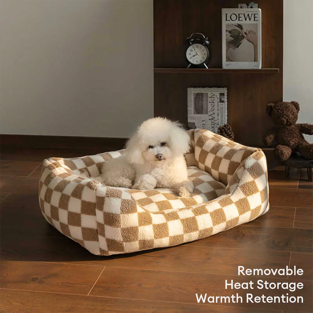 Stylish Checkerboard Warmth Removable Washable  Dog Sofa Bed - Image 4