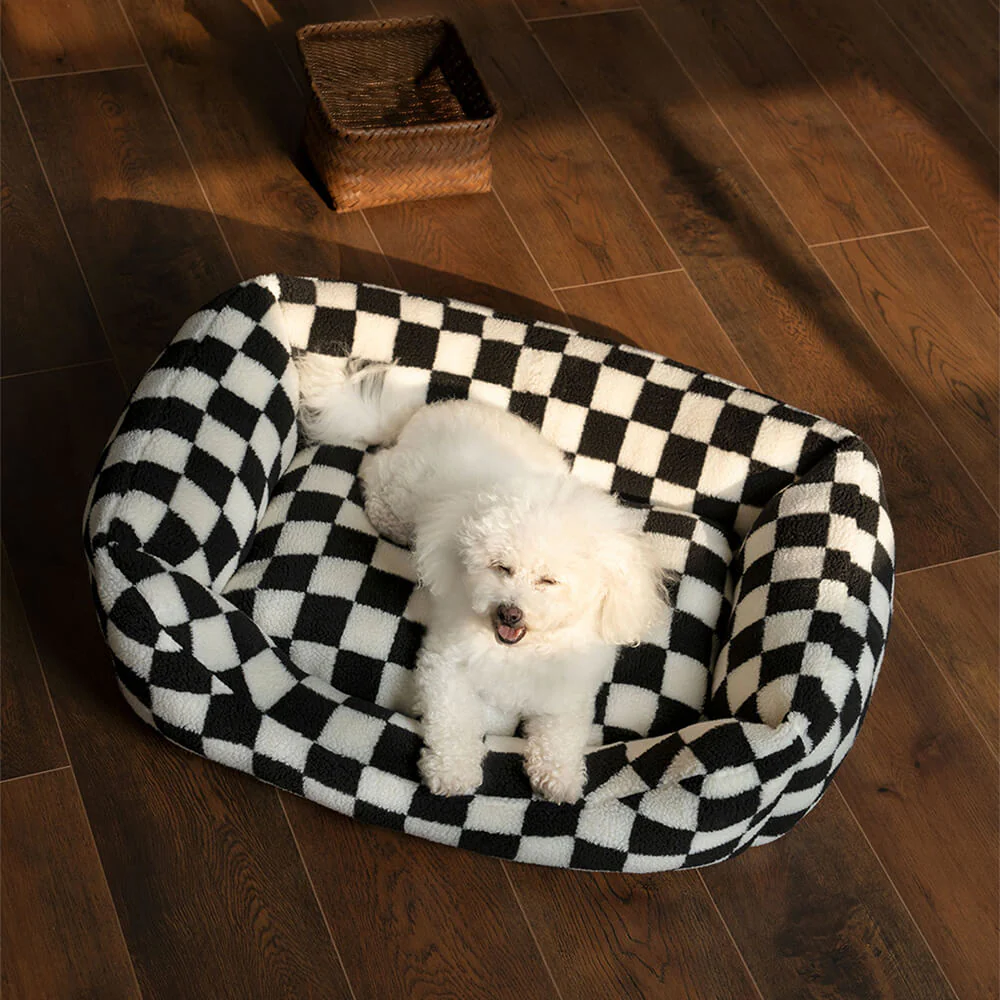 Stylish Checkerboard Warmth Removable Washable  Dog Sofa Bed - Image 6