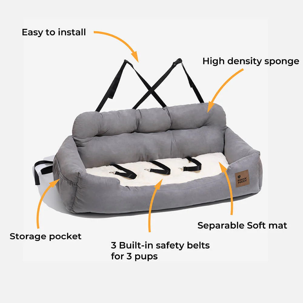 Travel Bolster Safety Medium Large Dog Car Back Seat Bed - Image 7