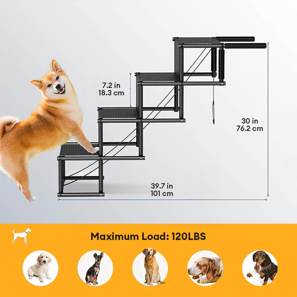 Travel Portable Foldable 4-Steps Non-Slip Dog Car Stairs - Image 4