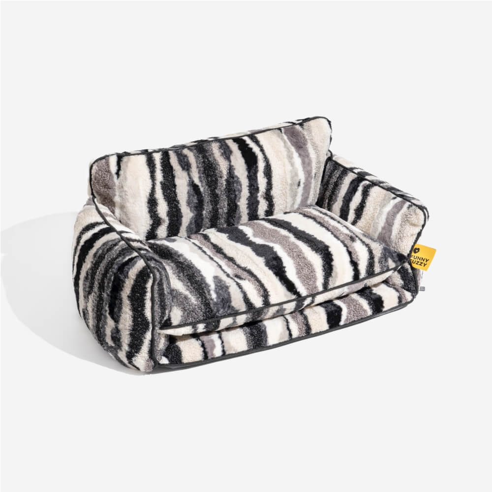 Trendy Striped Faux Lambswool Double Layer Dog & Cat Sofa Bed - Image 19