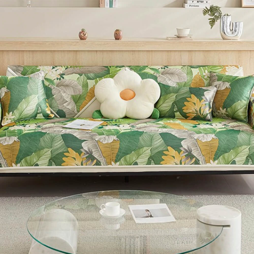 Tropical Leaves Cooling Non-slip Sectional Couch Cover - Image 8