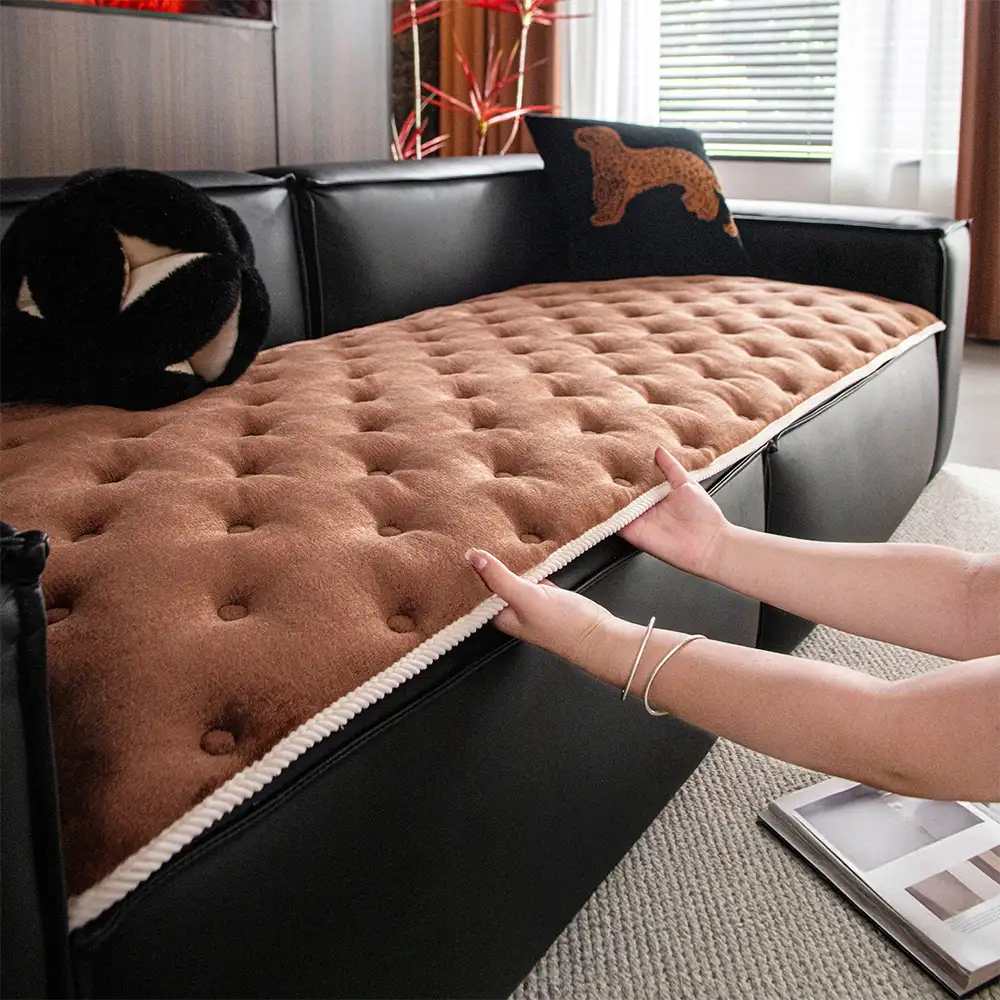 Vintage Leather Sofa Protection Non-Slip Couch Cover - Image 11