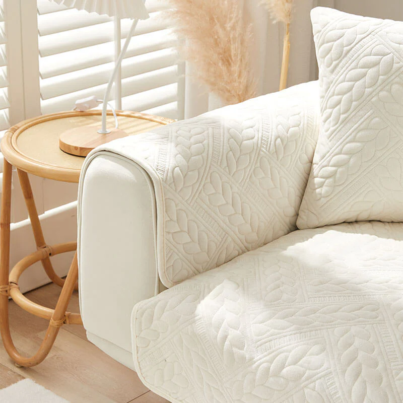 Warm Crystal Velvet Wheat Embroidery Non-Slip Couch Cover - Image 14