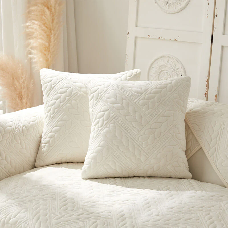 Warm Crystal Velvet Wheat Embroidery Non-Slip Couch Cover - Image 16