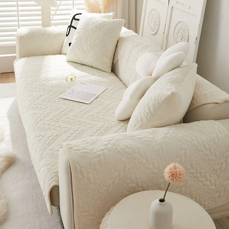 Warm Crystal Velvet Wheat Embroidery Non-Slip Couch Cover - Image 17