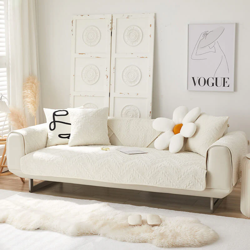 Warm Crystal Velvet Wheat Embroidery Non-Slip Couch Cover - Image 18