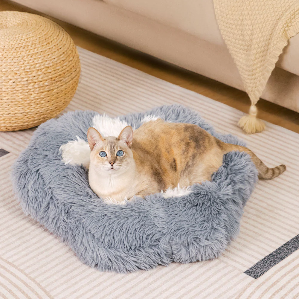 Washable Fluffy Non-Slip Cozy Cat Bed-Paw Spot - Image 3