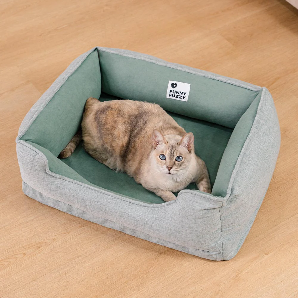 Washable Non-Slip Bolster Cat Bed - Cloudy Dream - Image 3