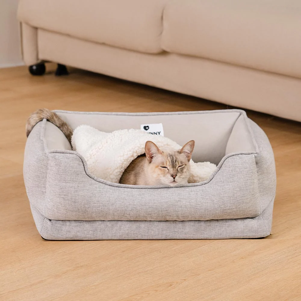 Washable Non-Slip Bolster Cat Bed - Cloudy Dream - Image 9