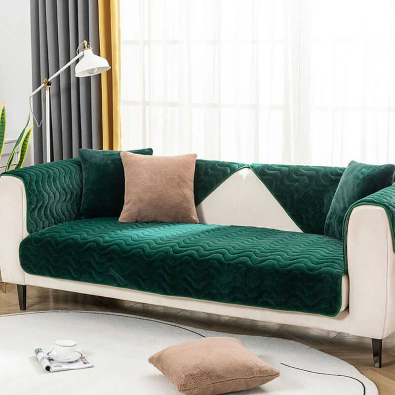 Wave Pattern Soft Plush Non-slip Couch Cover - Image 12