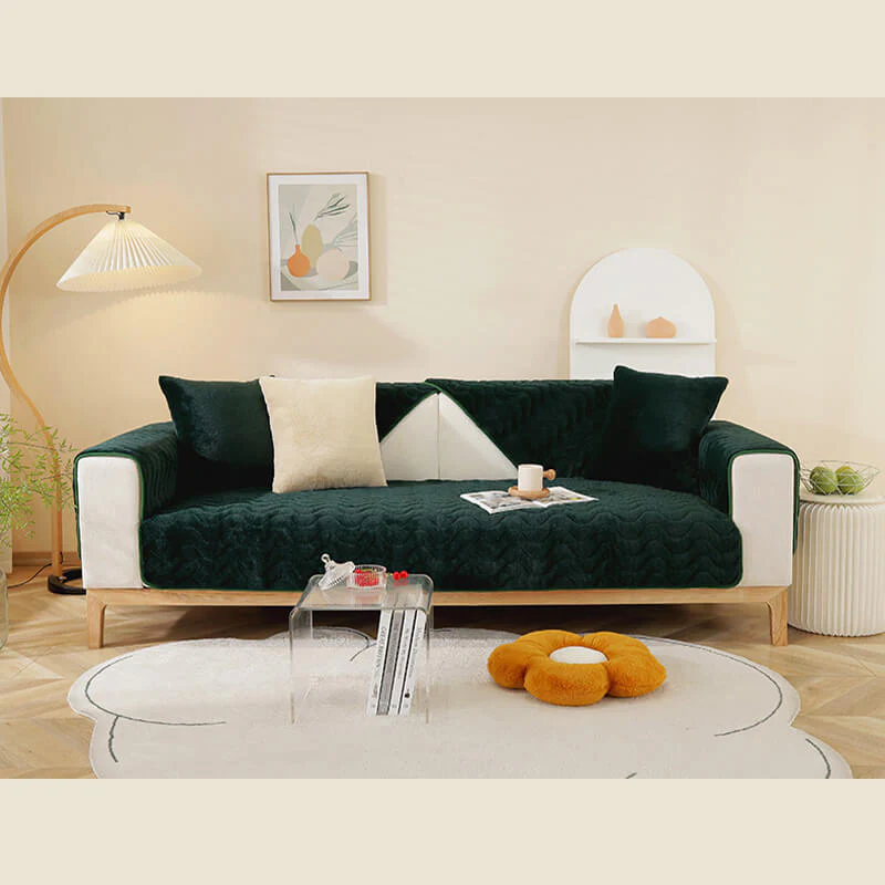 Wave Pattern Soft Plush Non-slip Couch Cover - Image 14