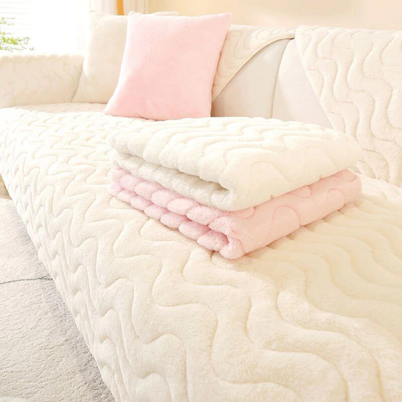 Wave Pattern Soft Plush Non-slip Couch Cover - Image 4