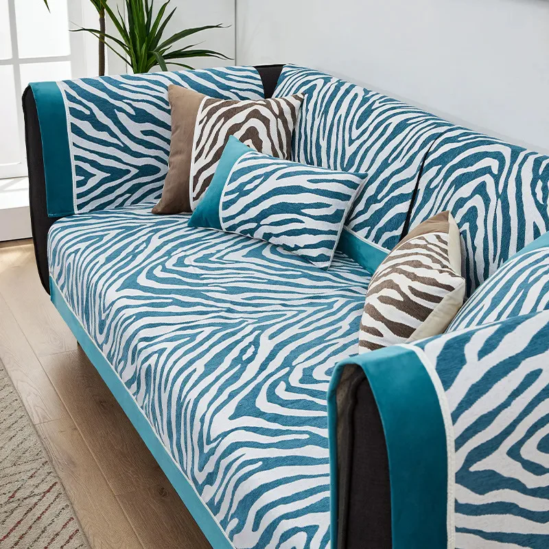 Wild Zebra Print Chenille Furniture Protector Couch Cover - Image 10